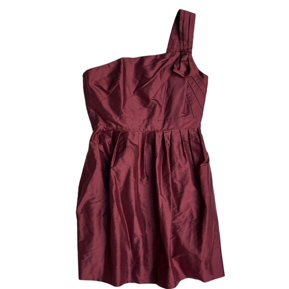 J.Crew Burgundy One-Shoulder Bow Silk Cocktail Party Dress | Sz 12 NEW | 02955 - Picture 8 of 14
